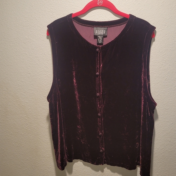 Eileen Fisher 2 piece velvet Plum Sleeveless top Size 1X with Skirt Size 2X - Picture 2 of 15